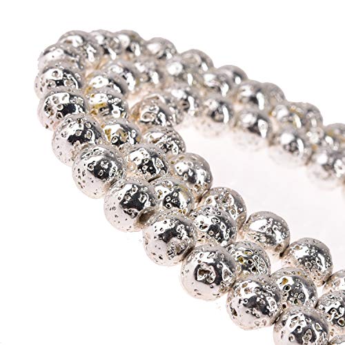 Lavastein-Vulkansteinperlen mit natürlicher Metallic-Titanbeschichtung zur Schmuckherstellung, runde lose Abstandshalter, 10 mm, weiße Edelsteine, 38,1 cm pro Strang Lavastein-Vulkansteinperlen mit natürlicher Metallic-Titanbeschichtung zur Schmuckherstellung, runde lose Abstandshalter, 10 mm, weiße Edelsteine, 38,1 cm pro Strang von DFJMASFKOL