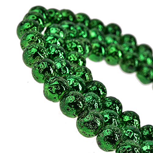 Lavastein-Vulkansteinperlen mit natürlicher Metallic-Titanbeschichtung zur Schmuckherstellung, runde lose Abstandshalter, 8 mm, grüne Edelsteine, 38,1 cm pro Strang Lavastein-Vulkansteinperlen mit natürlicher Metallic-Titanbeschichtung zur Schmuckherstellung, runde lose Abstandshalter, 8 mm, grüne Edelsteine, 38,1 cm pro Strang von DFJMASFKOL