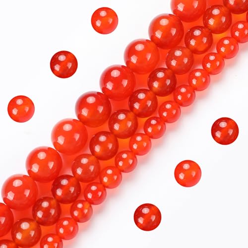 Natürliche Edelstein-Achat-Perlen zur Schmuckherstellung, 10 mm, rot, poliert, rund, echte Steinperlen für Armband, Halskette Natürliche Edelstein-Achat-Perlen zur Schmuckherstellung, 10 mm, rot, poliert, rund, echte Steinperlen für Armband, Halskette von DFJMASFKOL