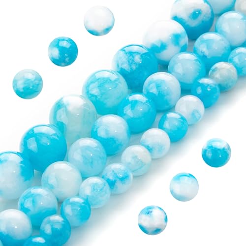 Natürliche Edelsteinperlen zur Schmuckherstellung, 10 mm, blau-weiße Jade, poliert, rund, echte Steinperlen für Armband, Halskette Natürliche Edelsteinperlen zur Schmuckherstellung, 10 mm, blau-weiße Jade, poliert, rund, echte Steinperlen für Armband, Halskette von DFJMASFKOL