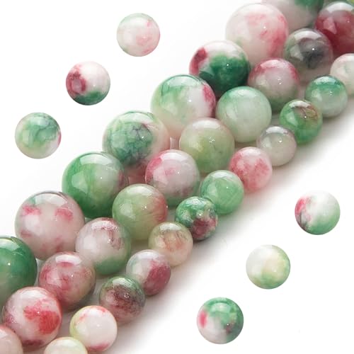 Natürliche Edelsteinperlen zur Schmuckherstellung, 6 mm, grün-weiß-rote Jade, poliert, rund, echte Steinperlen für Armband, Halskette Natürliche Edelsteinperlen zur Schmuckherstellung, 6 mm, grün-weiß-rote Jade, poliert, rund, echte Steinperlen für Armband, Halskette von DFJMASFKOL