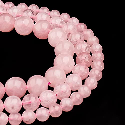 Natürliche Kristallperlen, 6 mm, Rosenquarz, poliert, rund, glatt, Edelsteinperlen für Schmuckherstellung, 38,1 cm (Rosenquarz, 6 mm) von DFJMASFKOL