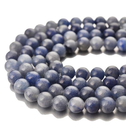 Natürliche blaue Aventurin-Edelsteinperlen, rund, lose Steinperlen für Schmuckherstellung, 38,1 cm/Strang, 8 mm (blauer Aventurin, 8 mm) von DFJMASFKOL
