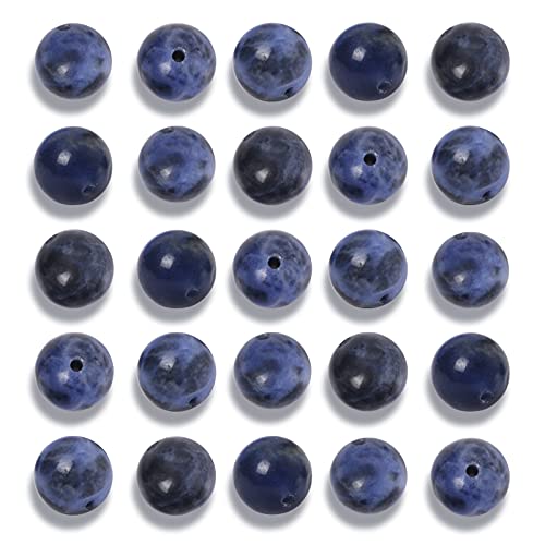 Natürliche glatte Sodalith-Edelsteinperlen, rund, lose Steinperlen für Schmuckherstellung, mit Kristall-Stretchkordel, 6 mm, 100 Stück Natürliche glatte Sodalith-Edelsteinperlen, rund, lose Steinperlen für Schmuckherstellung, mit Kristall-Stretchkordel, 6 mm, 100 Stück von DFJMASFKOL