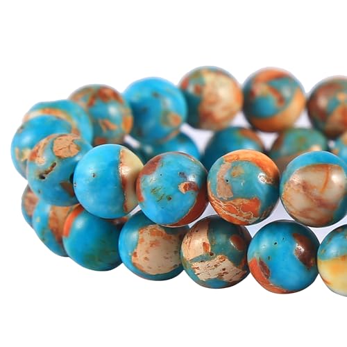 Natürlicher Edelstein, imperialer Jaspis, poliert, rund, glatt, lose Perlen, 8 mm, ca. 38,1 cm, 1 Strang pro Beutel, für selbstgemachte Armbänder, Halsketten, Seeblau-Orange Natürlicher Edelstein, imperialer Jaspis, poliert, rund, glatt, lose Perlen, 8 mm, ca. 38,1 cm, 1 Strang pro Beutel, für selbstgemachte Armbänder, Halsketten, Seeblau-Orange von DFJMASFKOL
