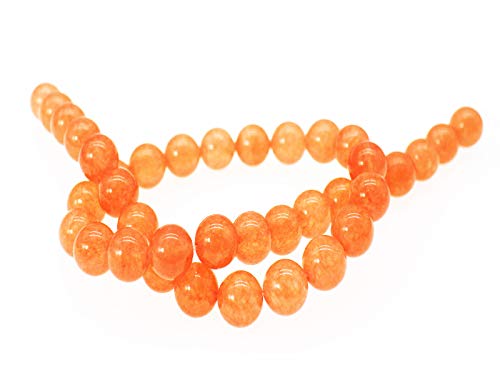 Naturstein-Perlen, rund, glatt, lose Perlen für Schmuckherstellung, handgefertigt, 38,1 cm Strang pro Beutel (8 mm, 10 orangegelb) von DFJMASFKOL