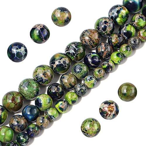 Natursteinperlen, 6 mm, gelb-grüner, imperialer Jaspis, poliert, rund, glatt, Edelsteinperlen für Schmuckherstellung, Erwachsene, 38,1 cm (Gelb/Grüner Jaspis, 6 mm) von DFJMASFKOL