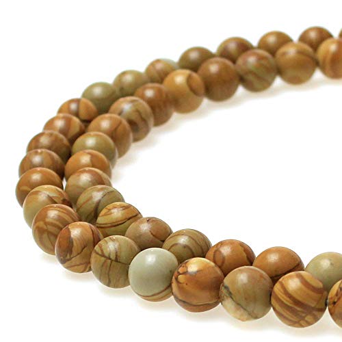 Natursteinperlen, Holzmaserung, Jaspis, rund, lose Perlen für Schmuckherstellung, DIY, Armband, Halskette (12 mm) von DFJMASFKOL