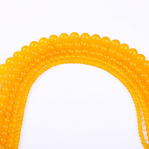 Natursteinperlen, runde Jadeperlen, lose Perlen für Schmuckherstellung, 4 mm, 6 mm, 8 mm, 10 mm, 12 mm (12 mm, Orangegelb) von DFJMASFKOL