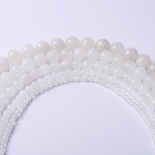 Natursteinperlen, runde Jadeperlen, lose Perlen für Schmuckherstellung, 4 mm, 6 mm, 8 mm, 10 mm, 12 mm (4 mm, weiß) von DFJMASFKOL