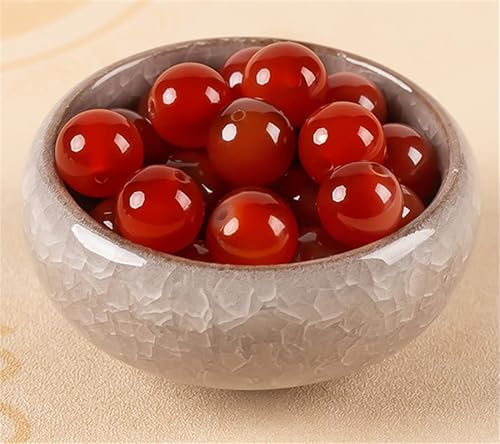 Natursteinperlen zur Schmuckherstellung, 30 Stück, 12 mm, Achat-Edelstein, glatt, rund, lose Perlen zum Selbermachen (rot, 12 mm, 30 Stück) von DFJMASFKOL