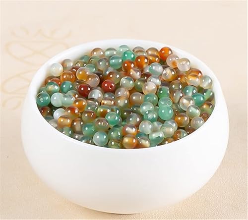 Natursteinperlen zur Schmuckherstellung, 91–93 Stück, 4 mm, Achat-Edelstein, glatt, rund, lose Perlen zum Selbermachen (Pfau, 4 mm, 91–93 Stück) von DFJMASFKOL