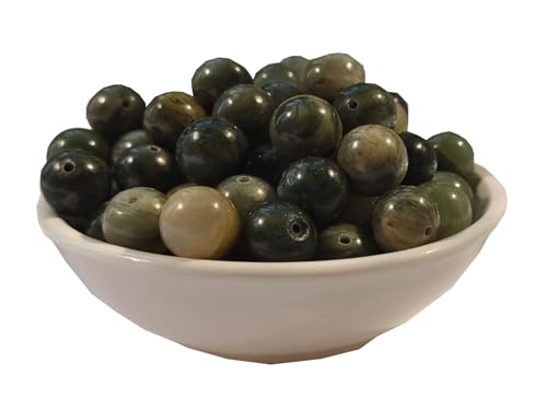 Steinperlen, 8 mm, 100 Stück, grünes Gras, Jade, runde lose Edelsteinperlen für Armband, Halskette, Schmuckherstellung (8 mm, 60813 Grüne Grasjade) von DFJMASFKOL