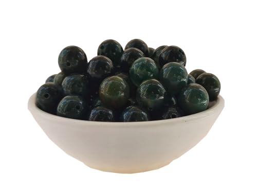 Steinperlen, 8 mm, grüne Moosachat-Perlen, rund, lose Edelsteinperlen für Armband, Halskette, Schmuckherstellung (8 mm, 60801 Grüner Moosachat), 100 Stück von DFJMASFKOL