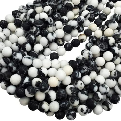 Zebra-Jaspis-Perlen zur Schmuckherstellung, 8 mm, schwarze und weiße Zebra-Edelsteine, lose Perlen für Armbandherstellung, 108 Stück Zebra-Jaspis-Perlen zur Schmuckherstellung, 8 mm, schwarze und weiße Zebra-Edelsteine, lose Perlen für Armbandherstellung, 108 Stück von DFJMASFKOL