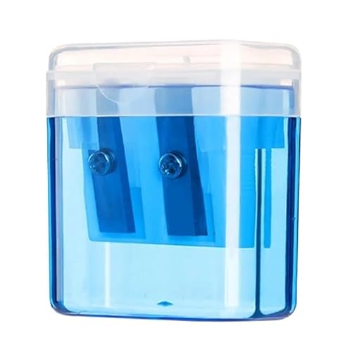 Doppelloch mit Behälter, manueller Bleistiftspitzer, Cutter mit Doppellöchern und Deckel, kompakt for Schule, Zuhause und Büro(Blue) von DFJOENVLDKHFE