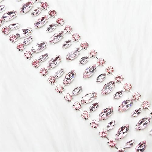 1/2 Meter handgemachte Strass-Strass-Cup-Kette, rund, Tropfenform, Kristallbesatz, goldfarbene Metallkrallenbasis, Fransen, Hochzeitskleid, Kleidungszubehör 1/2 Meter handgemachte Strass-Strass-Cup-Kette, rund, Tropfenform, Kristallbesatz, goldfarbene Metallkrallenbasis, Fransen, Hochzeitskleid, Kleidungszubehör von DFLINGA