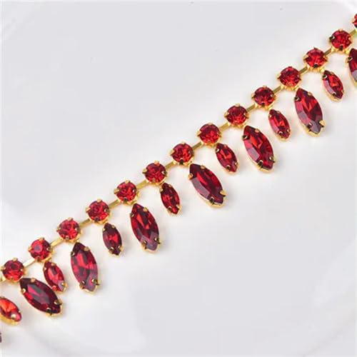 1/2 Meter handgemachte Strass-Strass-Cup-Kette, rund, Tropfenform, Kristallbesatz, goldfarbene Metallkrallenbasis, Fransen, Hochzeitskleid, Kleidungszubehör 1/2 Meter handgemachte Strass-Strass-Cup-Kette, rund, Tropfenform, Kristallbesatz, goldfarbene Metallkrallenbasis, Fransen, Hochzeitskleid, Kleidungszubehör von DFLINGA