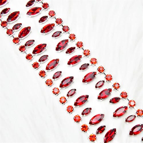 1/2 Meter handgemachte Strass-Strass-Cup-Kette, rund, Tropfenform, Kristallbesatz, goldfarbene Metallkrallenbasis, Fransen, Hochzeitskleid, Kleidungszubehör 1/2 Meter handgemachte Strass-Strass-Cup-Kette, rund, Tropfenform, Kristallbesatz, goldfarbene Metallkrallenbasis, Fransen, Hochzeitskleid, Kleidungszubehör von DFLINGA