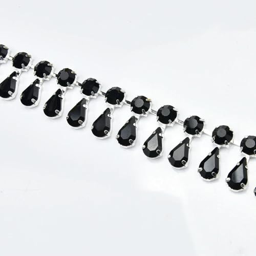 1/2 Meter handgemachte Strass-Strass-Cup-Kette, rund, Tropfenform, Kristallbesatz, goldfarbene Metallkrallenbasis, Fransen, Hochzeitskleid, Kleidungszubehör 1/2 Meter handgemachte Strass-Strass-Cup-Kette, rund, Tropfenform, Kristallbesatz, goldfarbene Metallkrallenbasis, Fransen, Hochzeitskleid, Kleidungszubehör von DFLINGA