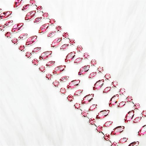 1/2 Meter handgemachte Strass-Strass-Cup-Kette, rund, Tropfenform, Kristallbesatz, goldfarbene Metallkrallenbasis, Fransen, Hochzeitskleid, Kleidungszubehör 1/2 Meter handgemachte Strass-Strass-Cup-Kette, rund, Tropfenform, Kristallbesatz, goldfarbene Metallkrallenbasis, Fransen, Hochzeitskleid, Kleidungszubehör von DFLINGA
