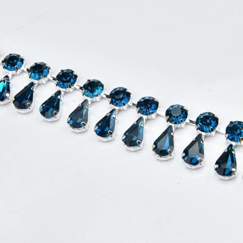 1/2 Meter handgemachte Strass-Strass-Cup-Kette, rund, Tropfenform, Kristallbesatz, goldfarbene Metallkrallenbasis, Fransen, Hochzeitskleid, Kleidungszubehör 1/2 Meter handgemachte Strass-Strass-Cup-Kette, rund, Tropfenform, Kristallbesatz, goldfarbene Metallkrallenbasis, Fransen, Hochzeitskleid, Kleidungszubehör von DFLINGA