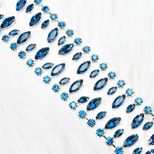 1/2 Meter handgemachte Strass-Strass-Cup-Kette, rund, Tropfenform, Kristallbesatz, goldfarbene Metallkrallenbasis, Fransen, Hochzeitskleid, Kleidungszubehör 1/2 Meter handgemachte Strass-Strass-Cup-Kette, rund, Tropfenform, Kristallbesatz, goldfarbene Metallkrallenbasis, Fransen, Hochzeitskleid, Kleidungszubehör von DFLINGA
