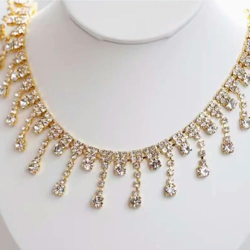 1/5 Yards Strassbesatz AB Strasskette Kristallapplikationsstreifen Schnur zum Basteln von Kleidung Bling Nähverzierungen für DIY-Kleid von DFLINGA