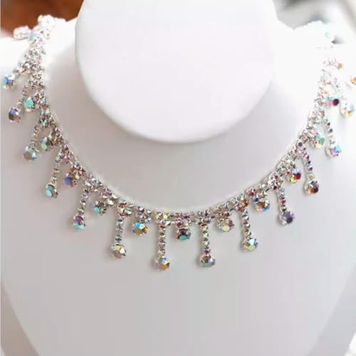 1/5 Yards Strassbesatz AB Strasskette Kristallapplikationsstreifen Schnur zum Basteln von Kleidung Bling Nähverzierungen für DIY-Kleid 1/5 Yards Strassbesatz AB Strasskette Kristallapplikationsstreifen Schnur zum Basteln von Kleidung Bling Nähverzierungen für DIY-Kleid von DFLINGA