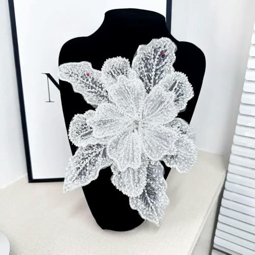 1 Stück Pailletten-Perlen-Brustblume 3D-Blumenspitze Patches Mehrschichtige Applikation Kleidung Stoff Nähmaterial DIY Kleidungszubehör von DFLINGA