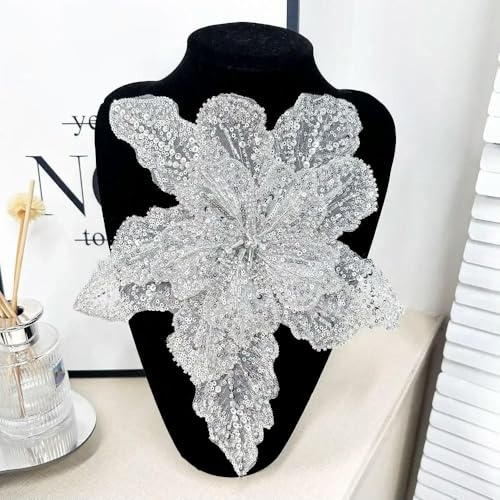 1 Stück Pailletten-Perlen-Brustblume 3D-Blumenspitze Patches Mehrschichtige Applikation Kleidung Stoff Nähmaterial DIY Kleidungszubehör von DFLINGA