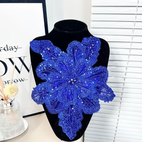 1 Stück Pailletten-Perlen-Brustblume 3D-Blumenspitze Patches Mehrschichtige Applikation Kleidung Stoff Nähmaterial DIY Kleidungszubehör von DFLINGA