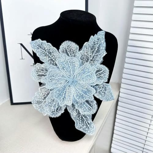 1 Stück Pailletten-Perlen-Brustblume 3D-Blumenspitze Patches Mehrschichtige Applikation Kleidung Stoff Nähmaterial DIY Kleidungszubehör von DFLINGA