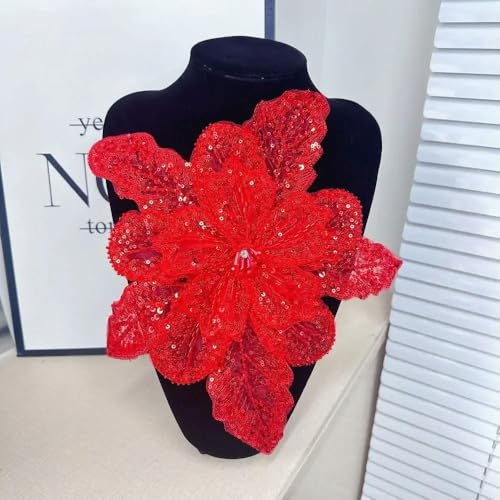 1 Stück Pailletten-Perlen-Brustblume 3D-Blumenspitze Patches Mehrschichtige Applikation Kleidung Stoff Nähmaterial DIY Kleidungszubehör von DFLINGA