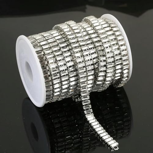 10 Yards 3x7mm Rechteck Kristall Strass Kette Trim Splitter/Gold Kralle Klare Glas Kette Diy Hochzeit Kleid Nähen auf Trim von DFLINGA
