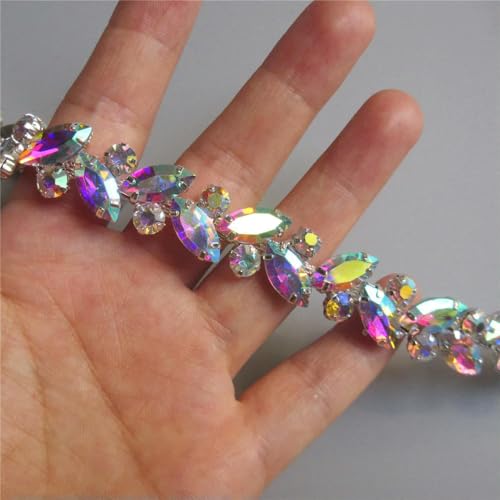 2 Yards 0,59" Breite Strass Kristall Kette Bling Diamante Spitze Diamant Trim Band Halskette Applikation Edelstein funkeln Hochzeitskleid 2 Yards 0,59" Breite Strass Kristall Kette Bling Diamante Spitze Diamant Trim Band Halskette Applikation Edelstein funkeln Hochzeitskleid von DFLINGA