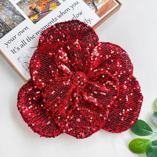 3D-Blumenform-Patch, große DIY-Brustblume, handgefertigt, funkelnde Paillettenstoffe, Applikationen für Kleidung von DFLINGA