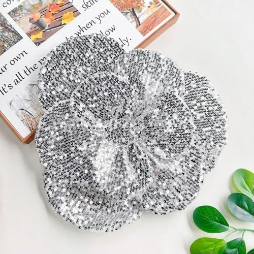 3D-Blumenform-Patch, große DIY-Brustblume, handgefertigt, funkelnde Paillettenstoffe, Applikationen für Kleidung von DFLINGA