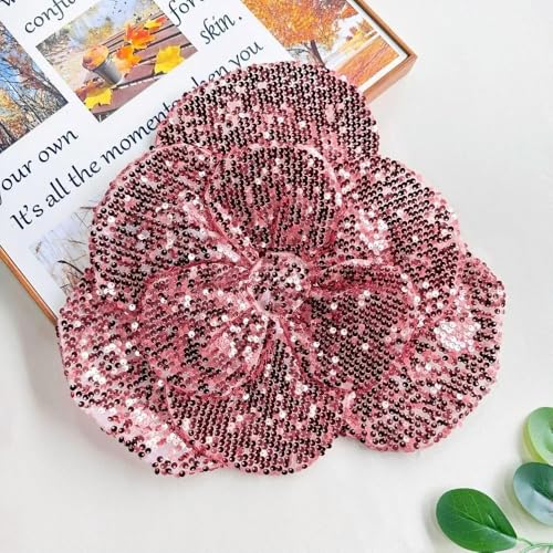 3D-Blumenform-Patch, große DIY-Brustblume, handgefertigt, funkelnde Paillettenstoffe, Applikationen für Kleidung von DFLINGA