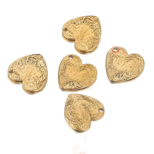 5 Stück Edelstahl Herz für Schmuck geprägt vergoldet rund Ohrringe Herstellung Zubehör Charm Verbinder DIY Erkenntnisse von DFLINGA