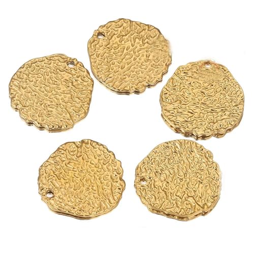 5 Stück Edelstahl Herz für Schmuck geprägt vergoldet rund Ohrringe Herstellung Zubehör Charm Verbinder DIY Erkenntnisse von DFLINGA