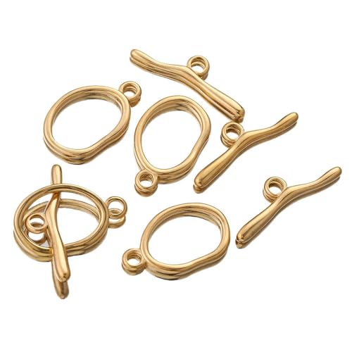DFLINGA 4 Sets Goldfarbene Knebelverschluss-Verbindungsstücke aus Edelstahl für Befestigungselemente, Armbänder, Halsketten, klobige Verschlüsse, DIY-Schmuckherstellungsset DFLINGA 4 Sets Goldfarbene Knebelverschluss-Verbindungsstücke aus Edelstahl für Befestigungselemente, Armbänder, Halsketten, klobige Verschlüsse, DIY-Schmuckherstellungsset von DFLINGA