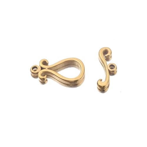 DFLINGA 4 Sets Goldfarbene Knebelverschluss-Verbindungsstücke aus Edelstahl für Befestigungselemente, Armbänder, Halsketten, klobige Verschlüsse, DIY-Schmuckherstellungsset von DFLINGA