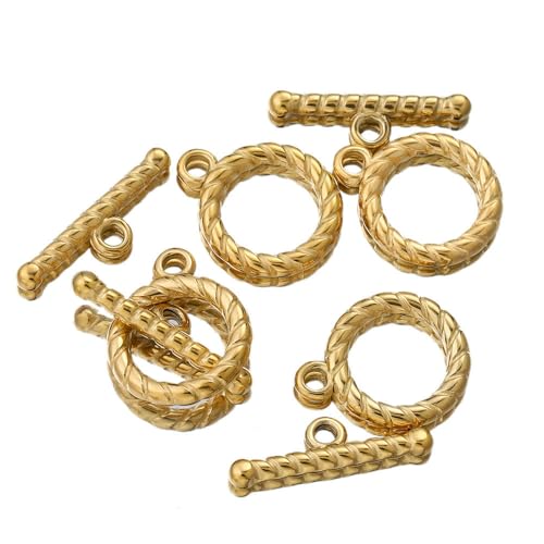 DFLINGA 4 Sets Goldfarbene Knebelverschluss-Verbindungsstücke aus Edelstahl für Befestigungselemente, Armbänder, Halsketten, klobige Verschlüsse, DIY-Schmuckherstellungsset DFLINGA 4 Sets Goldfarbene Knebelverschluss-Verbindungsstücke aus Edelstahl für Befestigungselemente, Armbänder, Halsketten, klobige Verschlüsse, DIY-Schmuckherstellungsset von DFLINGA