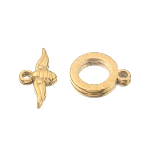 DFLINGA 4 Sets Goldfarbene Knebelverschluss-Verbindungsstücke aus Edelstahl für Befestigungselemente, Armbänder, Halsketten, klobige Verschlüsse, DIY-Schmuckherstellungsset DFLINGA 4 Sets Goldfarbene Knebelverschluss-Verbindungsstücke aus Edelstahl für Befestigungselemente, Armbänder, Halsketten, klobige Verschlüsse, DIY-Schmuckherstellungsset von DFLINGA