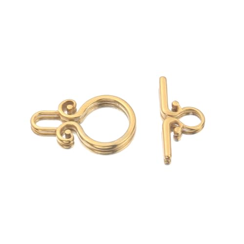 DFLINGA 4 Sets Goldfarbene Knebelverschluss-Verbindungsstücke aus Edelstahl für Befestigungselemente, Armbänder, Halsketten, klobige Verschlüsse, DIY-Schmuckherstellungsset DFLINGA 4 Sets Goldfarbene Knebelverschluss-Verbindungsstücke aus Edelstahl für Befestigungselemente, Armbänder, Halsketten, klobige Verschlüsse, DIY-Schmuckherstellungsset von DFLINGA