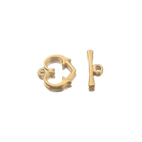 DFLINGA 4 Sets Goldfarbene Knebelverschluss-Verbindungsstücke aus Edelstahl für Befestigungselemente, Armbänder, Halsketten, klobige Verschlüsse, DIY-Schmuckherstellungsset DFLINGA 4 Sets Goldfarbene Knebelverschluss-Verbindungsstücke aus Edelstahl für Befestigungselemente, Armbänder, Halsketten, klobige Verschlüsse, DIY-Schmuckherstellungsset von DFLINGA