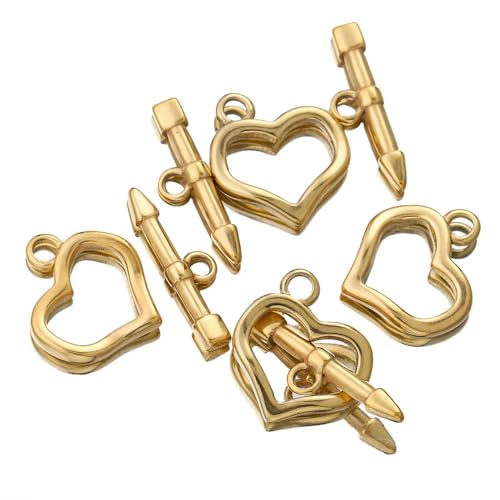 DFLINGA 4 Sets Goldfarbene Knebelverschluss-Verbindungsstücke aus Edelstahl für Befestigungselemente, Armbänder, Halsketten, klobige Verschlüsse, DIY-Schmuckherstellungsset DFLINGA 4 Sets Goldfarbene Knebelverschluss-Verbindungsstücke aus Edelstahl für Befestigungselemente, Armbänder, Halsketten, klobige Verschlüsse, DIY-Schmuckherstellungsset von DFLINGA