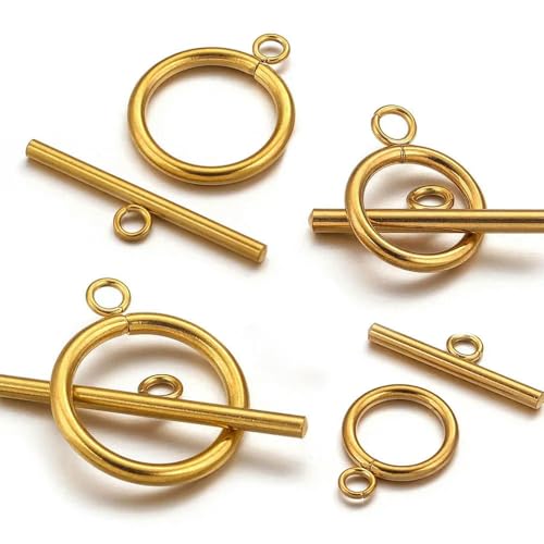 DFLINGA 5 Sets Verschlüsse aus Edelstahl, vergoldet, Knebelverschluss-Verbindungsstücke für DIY-Armbänder, Halsketten, Schmuckherstellung DFLINGA 5 Sets Verschlüsse aus Edelstahl, vergoldet, Knebelverschluss-Verbindungsstücke für DIY-Armbänder, Halsketten, Schmuckherstellung von DFLINGA