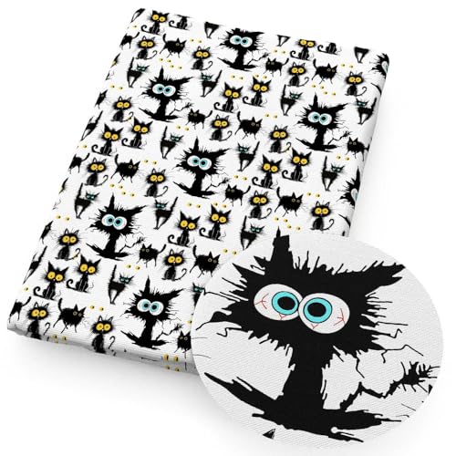 DFLINGA 50 * 145 cm Horror Augapfel Halloween Crazy Cat Polyester-Baumwollgewebe für Gewebe Nähen Quiltstoffe Handarbeitsmaterial DFLINGA 50 * 145 cm Horror Augapfel Halloween Crazy Cat Polyester-Baumwollgewebe für Gewebe Nähen Quiltstoffe Handarbeitsmaterial von DFLINGA